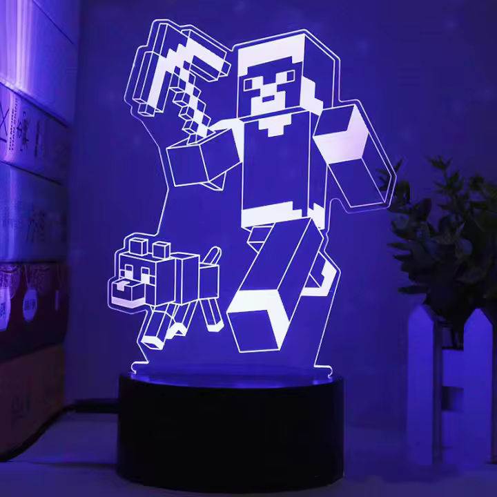 Luz Nocturna 3D LED Mi Mundo Con Control Remoto Y Cable USB Decoración De Navidad Regalo Para Fanáticos Del Juego 16 Colores - 1