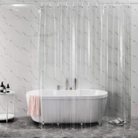 Cortina de ducha transparente con ganchos, forro impermeable, moho, PEVA, decoración de baño para el hogar - details 1