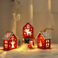 Colgante De Navidad De Casa De Madera Con Esqueleto De Nieve Santa Claus Oso Reindeer Decoración Luminosa Para El Hogar - details 2