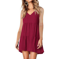 Vestido De Verano Para Mujer Estilo Casual Color Sólido Vestido Sin Mangas Cuello En V A-Line Largo Mini Polyester - details 27