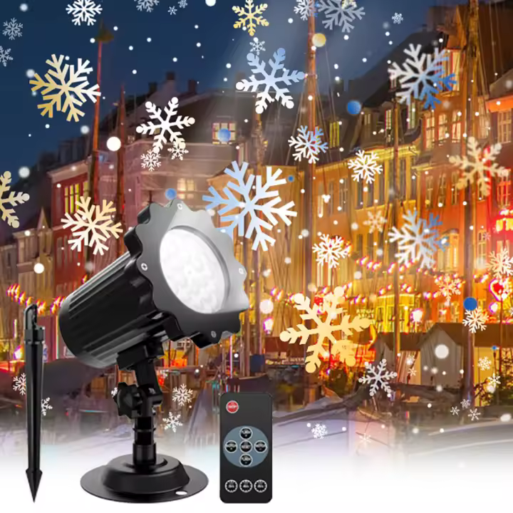Lámpara LED De Patrón De Copo De Nieve Con Control Remoto Para Jardín Exterior Decoración De Navidad Y Escenario Luz Proyección IP65 ABS Fuente De Alimentación AC - 1