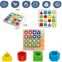 Juego De Rompecabezas Geométrico Educativo Para Niños Tablero De Colores Y Formas Juguete Montessori Para El Desarrollo Cerebral - details 1