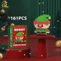 Bloques De Construcción Micro Navidad HUIQIBAO Con Modelo De Tren De Santa Claus Yegua Elfos Y Payaso Juguetes Para Niños Regalos De Xmas - details 1