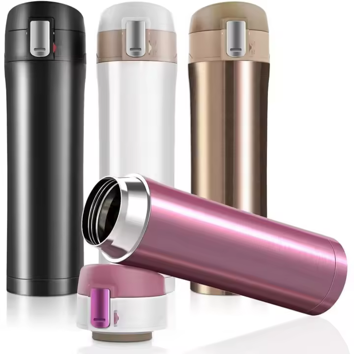 Botella termo de acero inoxidable con aislamiento al vacío de doble pared, bebidas frías y calientes usadas, para, rosa - 1