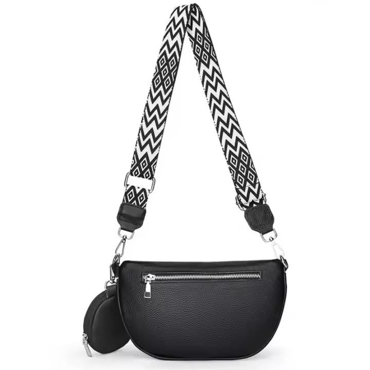 Riñones de media luna para mujer, bolso de pecho informal de cuero PU con cartera pequeña, bolsos cruzados de gran capacidad - 1