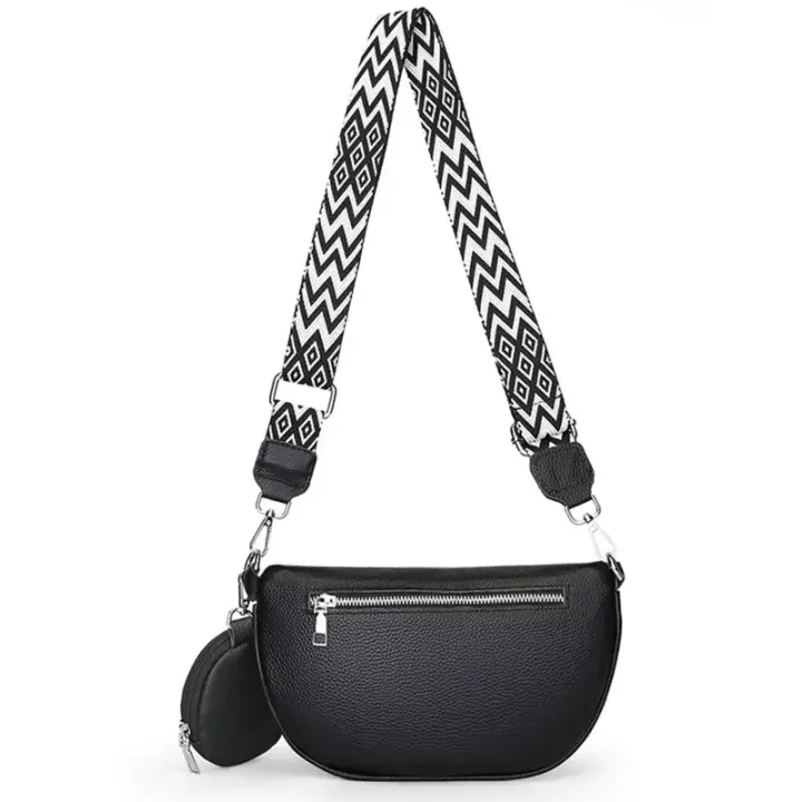 Riñones de media luna para mujer, bolso de pecho informal de cuero PU con cartera pequeña, bolsos cruzados de gran capacidad - 1