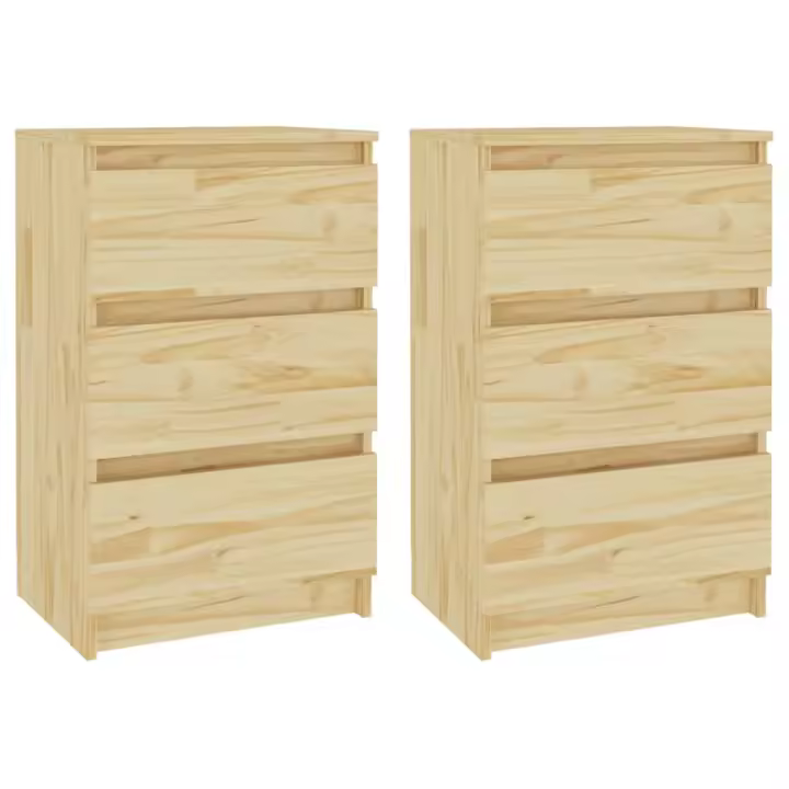 vidaXL Mesitas de noche 2 unidades madera maciza pino 40x29,5x64 cm Natural, Blanco, Gris Mesita habitacion mesitas de noche dormitorio para Salón, Estudio, Mesa Auxiliar - 1