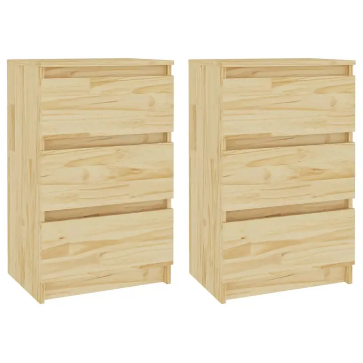 vidaXL Mesitas de noche 2 unidades madera maciza pino 40x29,5x64 cm Natural, Blanco, Gris Mesita habitacion mesitas de noche dormitorio para Salón, Estudio, Mesa Auxiliar - 1