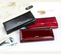 Cartera De Cuero Genuino Para Mujer Con Porta Tarjetas Larga Y Cremallera Porta Moneda Casual Color Negro Rojo Winered - details 9