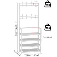 Estantería Multifuncional de Acero al Carbono con Ganchos, Tamaño 80x26x153 cm, Estantería de Zapatos y Organizador para Entrada, Baño, Dormitorio y Oficina - details 6