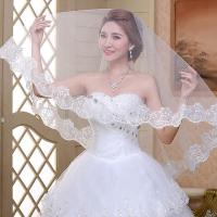 Nueva Llegada De Velos De Boda Cortos En Blanco Y Blancos Con Borde De Encaje Sin Peine Accesorios De Boda Para Mujeres - details 1