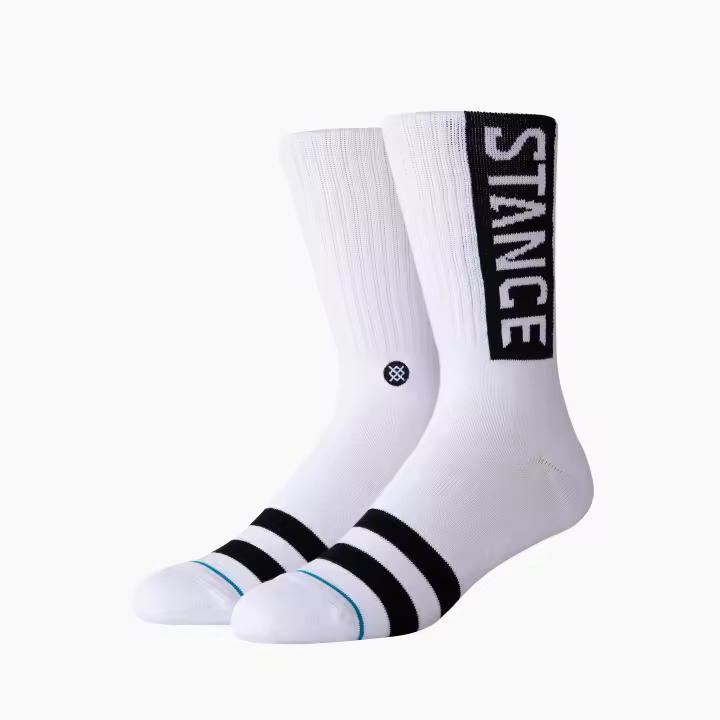 STANCE OG CREW SOCKS WHITE & BLACK - M556D17OGG-WHT     / Sabas Shop - 1