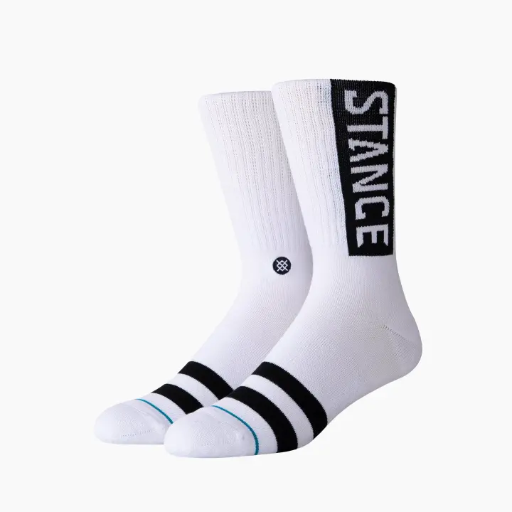 STANCE OG CREW SOCKS WHITE & BLACK - M556D17OGG-WHT     / Sabas Shop - 1
