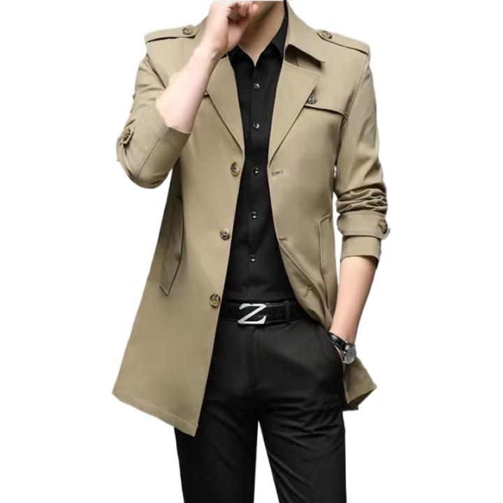Nueva Chaqueta De Trench Para Hombre 2026 Primavera Otoño Estilo Casual Business Abrigo Largo Dedad Mediana Chaqueta Soltera