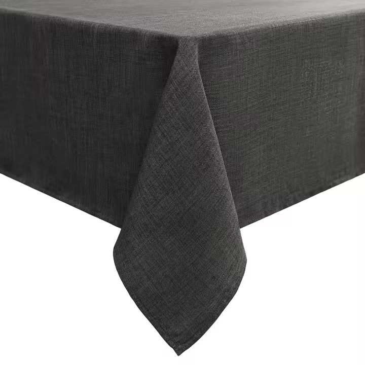 Mantel de Lino rectangular de 140x180 cm, lavable, Agua resistant, ideal para Cocina y decoración de fiestascolor gris obscure. - 1