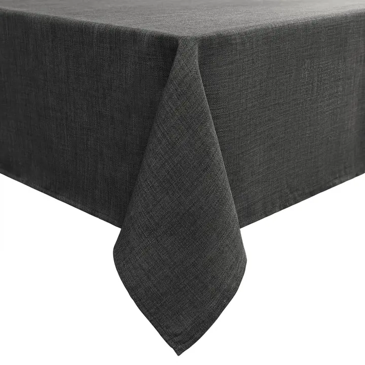 Mantel de Lino rectangular de 140x180 cm, lavable, Agua resistant, ideal para Cocina y decoración de fiestascolor gris obscure. - 1