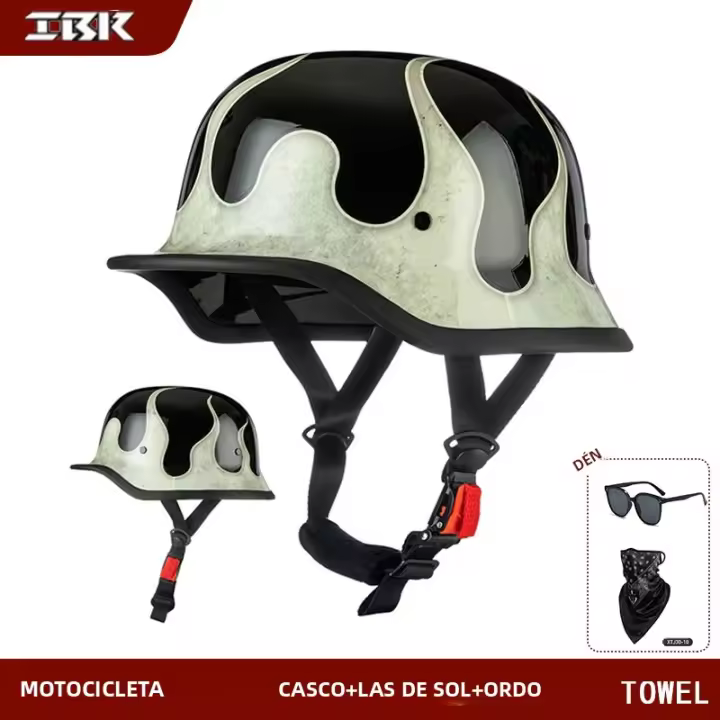 Casco De Motocicleta Para Hombre Y Mujer Estilo Retro Para Crucero Y Coche Eléctrico Casco De Media Cabeza Para Todas Las Estaciones Peso 600g - 1