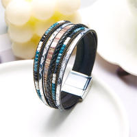 Pulsera Bohemia Vintage De Cuero Genuino Para Mujeres Y Hombres Hecha a Mano Con Cierre Magnético Ancho Joyería De Moda - details 30