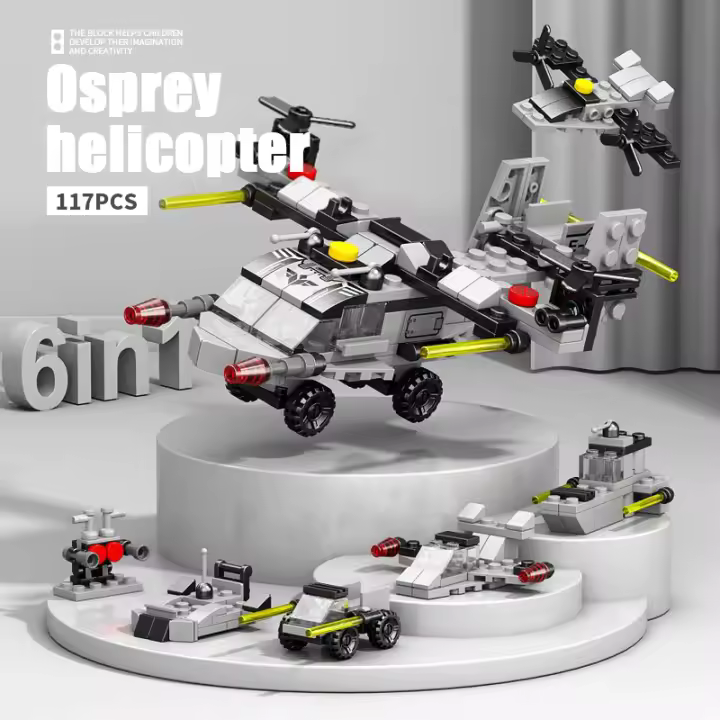 Children's small particle six in one building block toy accessories boys assemble building blocks space shuttle train toys - 1