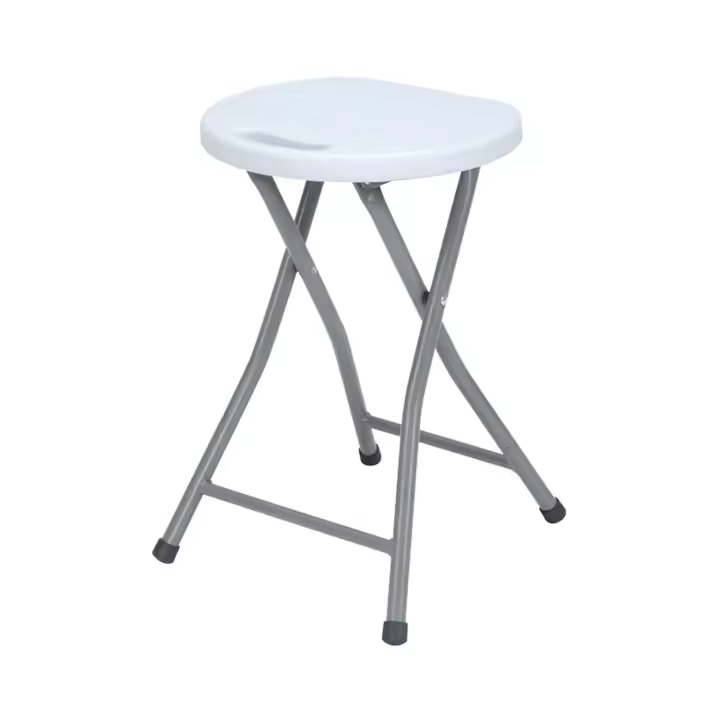 Taburete Plegable de Resina y Acero 31x45cm Blanco 7house - 1