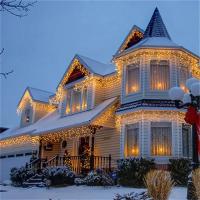 Guirnalda De Navidad LED Cortina De Lámparas De Hielo Cadena De Luces LED Para Exterior Jardín Calle Decoración 4x0.6M Instalación Auto Contenida - details 7