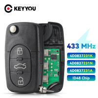Llave De Coche KEYYOU 433Mhz Con Plegar Para Audi A3 A4 A6 A8 B5 TT RS4 Quattro 1994-2004 Con Chip ID48 Abs Material ABS - details 0