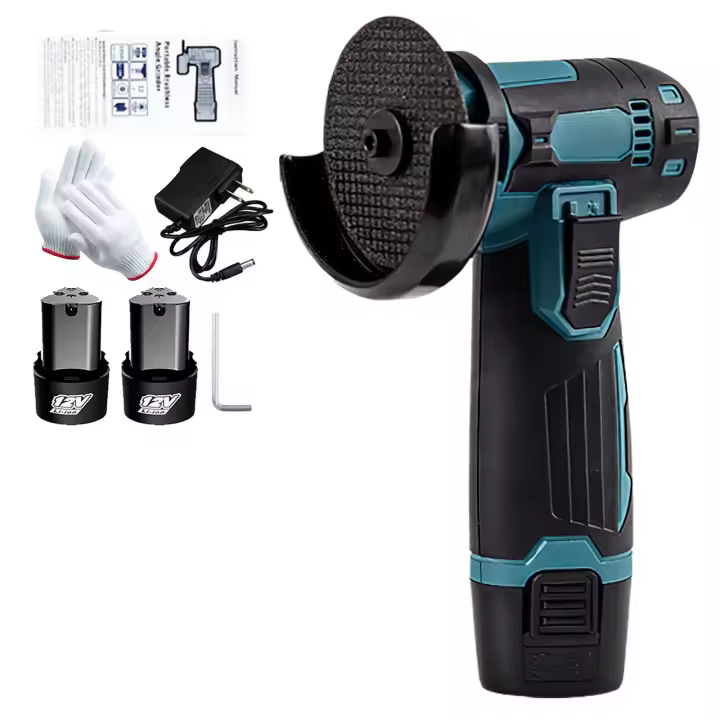 Mini amoladora angular de 12 V con batería de litio recargable, pulidora inalámbrica, corte de diamante con accesorios y 2 baterías - 1