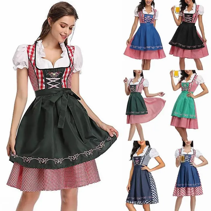 Disfraz de sirvienta de cerveza Oktoberfest para mujer, vestido de fantasía bávaro, vestido tradicional Dirndl - 1