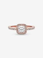 Pandora - Anillo de Halo Cuadrados brilliant-Baño de Gold Rose de 14 K - details 1