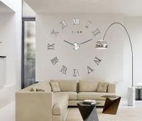Reloj de Pared Moderno DIY Horas 3D Grande 130 Cm. Espejo Plateado Acrílico - Hogar Salón Cocina Dormitorio - details 0