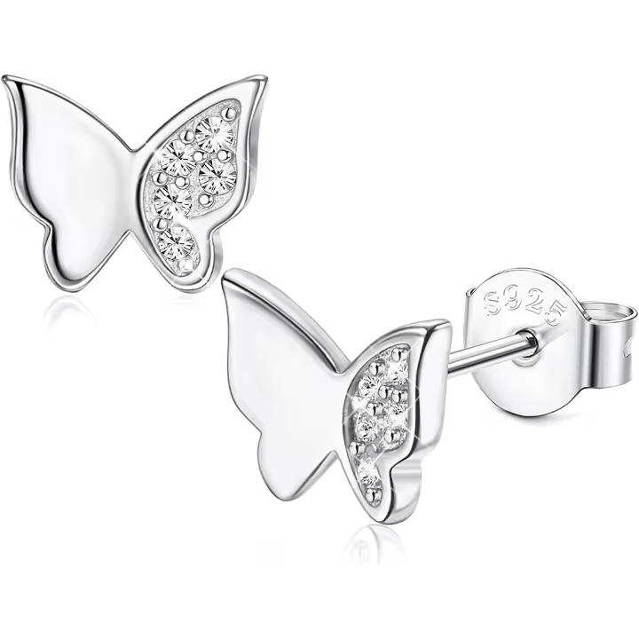 Pendientes de Mariposa en Plata de Ley 925 para Mujer, pendientes de Mariposa minimalistas delicados, joyería para Regalos de cumpleaños - 1