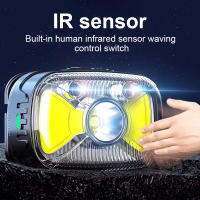 Linterna Frontal LED XPE+COB Con Sensor De Movimiento 7 Modos Recargable USB Impermeable Para Camping Running Pesca - details 4