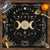 Mantel De Tela Para Cartas De Tarot 1pc Decoración De Juego De Cartas Pagan Con Fases De Luna Y Flores Estilo Pagan Para Atril Y Brujería - details 4