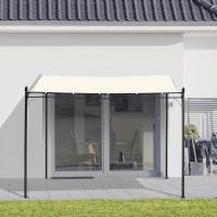 Outsunny Cenador de Jardín 3x3 m Pérgola con Toldo y 16 Orificios de Drenaje para Patio Terraza Metal y Poliéster 180 g/m² Resistente Crema - details 1