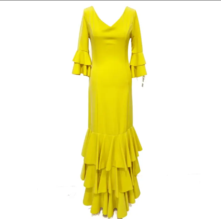 VESTIDO FLAMENCA LICRA FABRICADO EN ITALIA . TALLAS XS/S 34/36 - 72CM 60CM 76CM . M/L 38/40 - 80CM 68CM 84CM . XL/XXL - 42/44/46 - 92CM 80CM 96CM  LARGO 150CM - 1