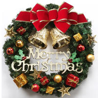Adorno De Navidad 30CM Wreath Para Puerta Decoración Verde Con Flores Y Estrellas Adecuado Para Puerta De Entrada - details 6