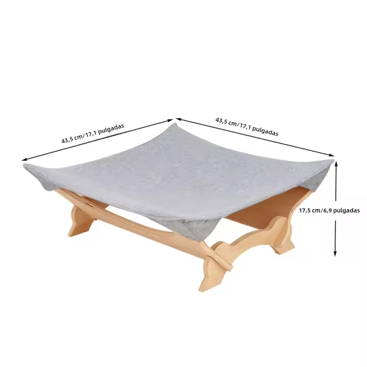Cama Colgante Para Gatos Con Marco De Madera Cama Elevada Para Perros Pequeños Y Gatos Domésticos Interior Soporte Estable Para Dormir Muebles - 1