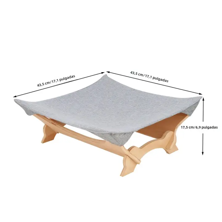 Cama Colgante Para Gatos Con Marco De Madera Cama Elevada Para Perros Pequeños Y Gatos Domésticos Interior Soporte Estable Para Dormir Muebles - 1