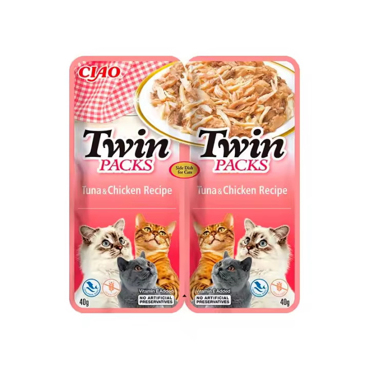 Inaba Churu Twin Packs Atún y Pollo en Caldo de Atún para Gatos (12 Packs x 2 unidades x 40 gr) - 1