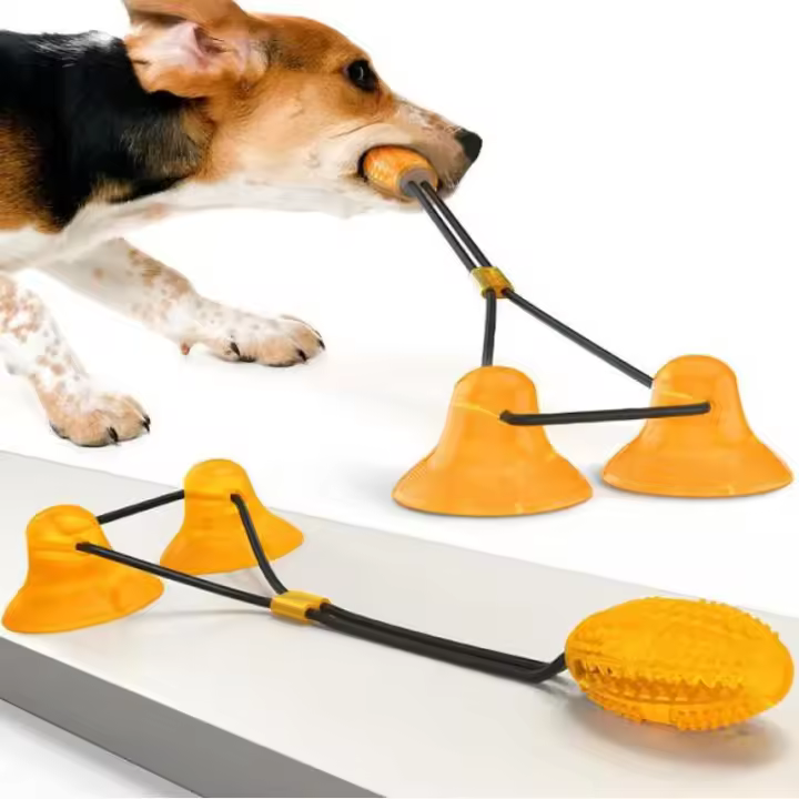 Juguete para Perros con Ventosa Juguete para Perros Juguete para Perros Pelota De Goma Juguete Multifuncional para Mascotas, Robusto, con Doble Ventosa, Tirar, Masticar, Jugar - 1