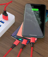 Cable De Carga USB Universal 3 En 1 Para iPhone 8 X XR 11 12 13 Samsung Moto Xiaomi Huawei Redmi Honor Tejido De Nylon Durable Longitud 1.2m - details 3