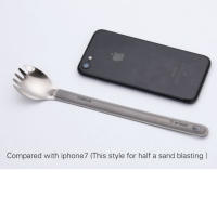 Tiartisan Set De Comedor De Camping De Titanio Puro Ultraligero Con Mano Larga Cuchara Y Forcheta 2pcs Con Bolsa De Almacenamiento - details 4