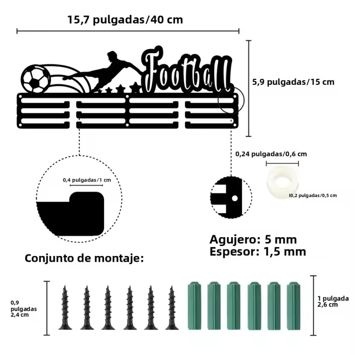 Estante De Exposición Para Medallas De Danza Y Deportes Soporte De Hierro Para Colgar Muro Superado Las 60 Medallas Decoración Para Atletas - 1
