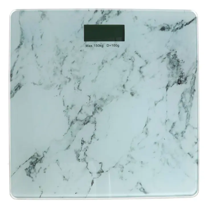 Tradineur - Báscula de baño digital de vidrio templado, sensor de alta precisión, encendido a presión, pantalla LCD, máx. 180 kg (Azul - 26 x 26 cm) - 1
