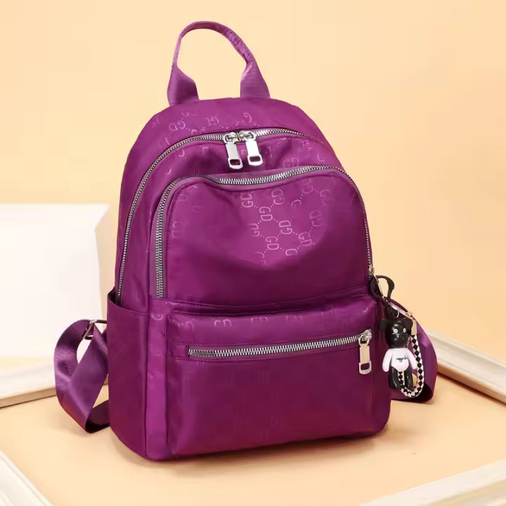 Nueva Moda Bolso De Hombro Doble Casual Para Mujer Bolsa De Escuela De Gran Capacidad Con Patrón Oscuro Material De Tela Oxford - 1