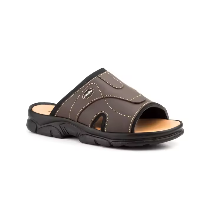7016 Marrón Hecho en España Sandalias Hombre Pala Piel Marrón Numeración: 39-45 Marca: Morxiva Corte exterior de piel vacuno Forro interior textil acolchado Plantilla de piel flor Cierre tipo velcro Suela ligera antideslizante - 1