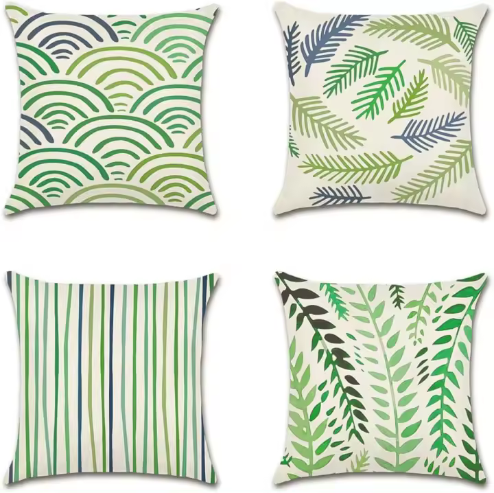 Juego de 4 fundas de juguete Decorativas de 45x45 cm, fundas de almohada impermeable con estampado Geométrico Verde, Perfectas para patio y Jardín - 1