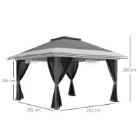 Outsunny Carpa Plegable Gazebo 3,6x3,6 m Cenador Plegable con 4 Paredes Laterales de Malla Anti-UV Altura Ajustable Bolsa de Arena y Bolsa de Transporte para Camping Fiestas - details 2