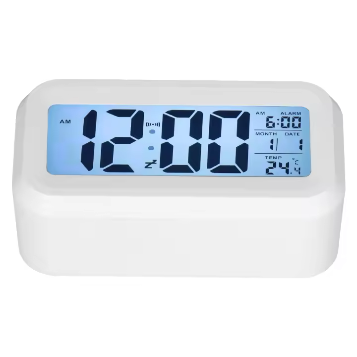 Reloj despertador digital LED with pantalla grande, Luz Nocturna Electrónica, función de Repetición, despertador para dormitorio, Hogar, oficina, Blanco - 1