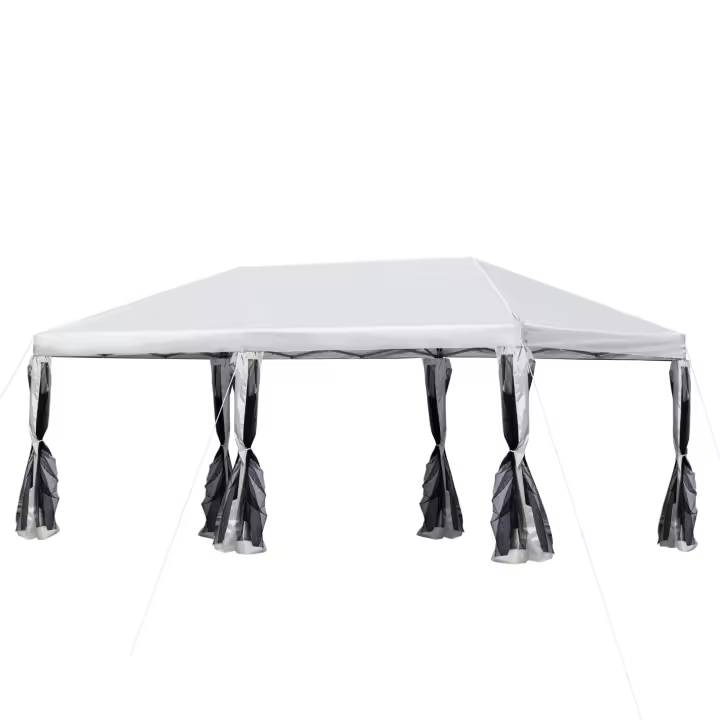 Gazebo plegable Gazebo de Jardín Pop Up Gazebo 5,9x2,95x2,5 m Malla Oxford de maple with Bolsa de Transporte Crema Blanco Adecuado para festines y eventos en El Jardín - 1